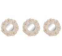 Juego de Espejos Home ESPRIT Blanco Boho 20 x 1 x 20 cm (3 Piezas)