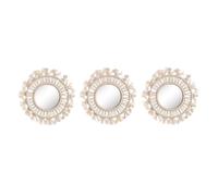 Juego de espejos home esprit blanco cristal macramé boho 20 x 1 x 20 cm (3 piezas) 20 cm