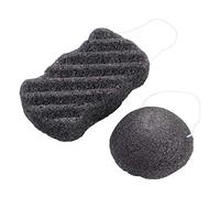 Juego de esponjas de 2 piezas, cuerpo de carbón de bambú activado, esponja facial, esponja de baño de limpieza profunda para hombres, mujeres