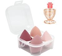 Juego de esponjas de maquillaje - Esponjas de belleza mezcladoras con 1 soporte y estuche para huevos, impecable para crema, polvo y líquido (rosa, 4 piezas + 1 soporte + estuche)
