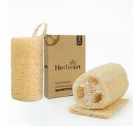 Juego de esponjas naturales vietnamitas de luffa, exfoliantes 100% vegetales (paquete de 2)