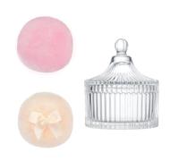 Juego de esponjas para polvos corporales extragrandes multiusos de 3 piezas con recipiente de almacenamiento de vidrio para maquillaje y herramienta de belleza esponja para polvos corporales