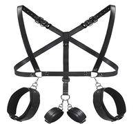 Juego de esposas creativas alternativas de cuero, diseño reversible y ajustable, accesorio para juegos en pareja en el dormitorio-ESRS54 (Set A)