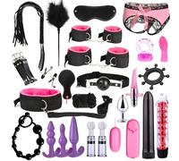 Juego de esposas de felpa de 26 piezas: una experiencia única para adultos, cómoda y segura-ESMY1005 (Rosa)