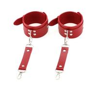 Juego De Esposas De Tobillo Y Muñeca De Cuero Pu Ajustables Bdsm Multicolor,Esclava Sexy Con Cadenas,Juego Sexual De Sujeción Para Cama,Juguetes Sexuales Sm Para Adultos Para Mujeres Y Parejas,Rojo