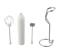 Juego de espumador de leche de mano recargable, máquina de espuma eléctrica de 3 velocidades con soporte para café, latte, capuchino (blanco)