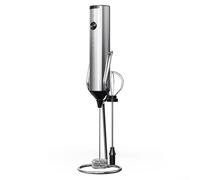 Juego de espumador de leche eléctrico de mano con batidor de acero inoxidable de 3 velocidades, máquina de espuma recargable para café, café con leche, incluye base, cable de carga y (plateado)