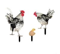 Juego de estacas acrílicas para jardín de pollo, resistente a la intemperie, decoración artística de patio al aire libre para césped, caminos y jardines, adorno de césped de 3 piezas
