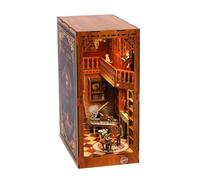 Juego De Estantería De Biblioteca Retro, Kit De Rincón De Libros para Bricolaje, Casa De Muñecas De Madera 3D, Modelo De Rompecabezas, Regalos De Cumpleaños 003