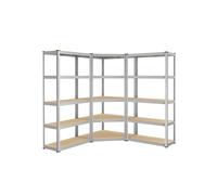 Juego de Estantería Esquinera de 5 Niveless Plata Pálido y Beige Natural