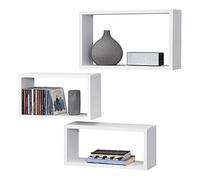Juego de Estanterías para Pared Mandal Set de 3 Unidades en Diferentes Medidas Estantes Flotantes Decoración de Salón o Dormitorio Blanco