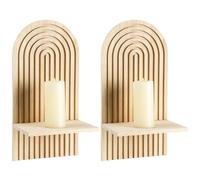 Juego de estantes de pared de madera boho con diseño de arco iris, estantes flotantes curvados modernos vintage para libros y decoración