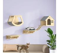 Juego de estantes de pared para gatos, perchas resistentes para gatos de interior, amplía el espacio de vida vertical para escalar y descansar