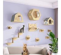 Juego de estantes de pared para gatos, perchas resistentes para gatos de interior, amplía el espacio de vida vertical para escalar y descansar