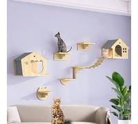 Juego de estantes de pared para gatos, perchas resistentes para gatos de interior, amplía el espacio de vida vertical para escalar y descansar