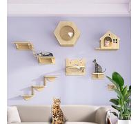 Juego de estantes de pared para gatos, perchas resistentes para gatos de interior, amplía el espacio de vida vertical para escalar y descansar