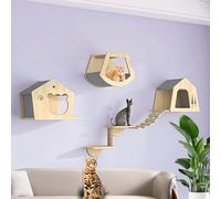 Juego de estantes de pared para gatos, perchas resistentes para gatos de interior, amplía el espacio de vida vertical para escalar y descansar