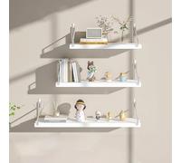 Juego de estantes flotantes de pared de madera de 60 cm, soporte de metal de 3 piezas para baño, sala de estar, dormitorio, elegante solución de almacenamiento para el hogar para decoración de
