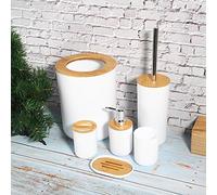 Juego de Estuches de Almacenamiento para Accesorios de baño, 6 Piezas de Herramientas de Inodoro para baño, Bote de Basura, Botella de loción, Bandeja de jabón, Cepillo de Dientes(Blanco)