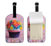 Juego de etiquetas de equipaje con diseño de pastel de flores de arco iris para bolsa de viaje, etiquetas de equipaje para hombres y mujeres