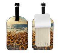 Juego de etiquetas de equipaje con estampado de girasoles y mares para bolsa de viaje, etiquetas de nombre, para hombres y mujeres