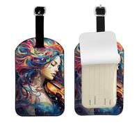 Juego de etiquetas de equipaje con estampado de música colorida para bolsa de viaje, etiquetas de nombre para hombres y mujeres