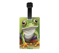 Juego de etiquetas de equipaje versátiles con estampado de rana de dibujos animados para maletas, fácil de identificar, viajes, uso diario