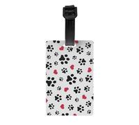 Juego de etiquetas de identificación para maletas, bolsas de viaje, mochilas, maletas, maletas, con estampado de huellas de corazón y pata de gato