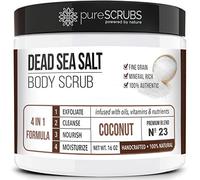 Juego de exfoliante corporal orgánico de alta calidad, exfoliante corporal de coco grande de 16 onzas, sal pura del Mar Muerto infundida con aceites esenciales orgánicos y nutrientes, incluye cuchara