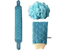 Juego de exfoliante de espalda - Juego de guantes de baño para exfoliante de espalda, 3 exfoliantes corporales exfoliantes de baño - Lavaespalda para hombres y mujeres, dispositivo de baño, juego de