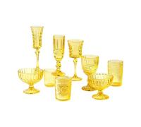 Juego de exhibición de surtido de vasos, Yellow | Juego de copas de flauta translúcidas de 7 piezas con impacto de exhibición de gabinete para escenas de