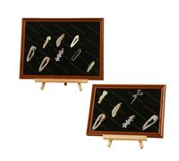 Juego de exhibición joyería con pinza for el pelo montada en la pared grano nogal, soportes for marcos fotos 2 piezas, tablero terciopelo for vendedores ambulantes(Noir)