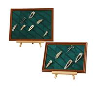 Juego de exhibición joyería con pinza for el pelo montada en la pared grano nogal, soportes for marcos fotos 2 piezas, tablero terciopelo for vendedores ambulantes(Dark green)