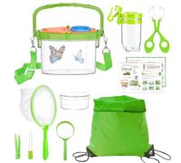 Juego de exploradores para niños, 11 piezas, juguete para exteriores, con atrapa insectos, lupa de vasos, microscopio, pinzas, bolsa con cordón, kit de caza de insectos para niños a partir de 3 6 años