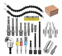 Juego de extensión de broca flexible, 32 unidades, base giratoria de 1/4 3/8 1/2 pulgadas, adaptador hexagonal de 105 °, accesorios de taladro rectangular de 105°, kit de destornilladores de extensión