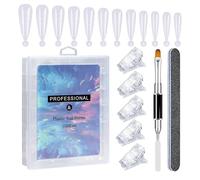 Juego de extensión de uñas para principiantes con varios tamaños, pincel acrílico transparente y clip de puntas de uñas