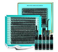 Juego de extensiones de pestañas, 240 unidades, kit de extensión de pestañas, rizado D, kit de extensiones de pestañas individuales, kit de extensiones de pestañas naturales con brida y removedor de