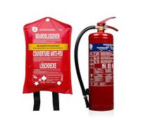 Juego de extintor de incendios / extintor de polvo (4 kg) y manta ignífuga, clase de fuego ABC