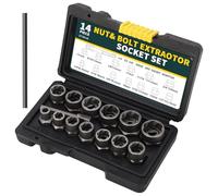 Juego de extractor de tuercas de 14 piezas: juego de extractor de tornillos, juego de extractor izquierdo, juego especial para quitar tuercas dañadas, tornillos y pernos oxidados