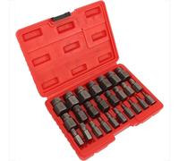 Juego de extractores de tornillos - 25 piezas de acero hexagonal multiranura fácil de sacar pernos pelados con funda de transporte