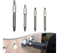 Juego de extractores de tornillos, 4 brocas HSS de doble cara para extracción de tornillos oxidados rotos dañados, 1.5-3.8 mm con estuche de almacenamiento