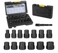 Juego de extractores de tornillos de 14 piezas: Set WANDGU con adaptador hexagonal para quitar tornillos dañados, oxidados y pernos, 6,35-19 mm