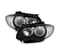 Juego de faros compatibles con BMW Serie 1 E81 E87 E82 E88 2004-2011 VP04 faros delanteros y del pasajero proyector luces delanteras Halos Anillos negro LHD RHD