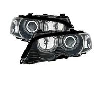 Juego de faros delanteros compatibles con BMW Serie 3 E46 Coupe Cabrio 1999-2003 VP510, faros CCFL, lado del conductor y del pasajero, montaje completo de faros delanteros proyectores, anillos de ojos