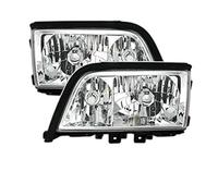 Juego de faros delanteros compatibles con Mercedes-Benz W202 Clase C 1993 1994 1995 1996 1997 1998 1999 2000 VP583 Faros TFL lado del conductor y del pasajero faros delanteros cromados LHD
