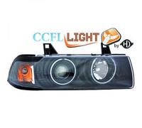 Juego De Faros Proyector CCFL Claros Negros H1 H3 Para BMW Serie 3 E36 90-99
