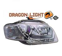 Juego De Faros Proyector LHD LED Dragón Claro Cromo Para Audi A4 8E 04-07