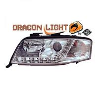Juego De Faros Proyector LHD LED Dragón Claro Cromo Para Audi A6 Typ 4B 01-04