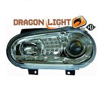 Juego De Faros Proyector LHD LED Dragón Claro Cromo Para VW Golf IV 97-03