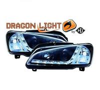 Juego De Faros Proyector LHD LED Dragón Claro Negro Para Peugeot 106 95-05
